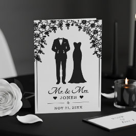 Mr & Mrs Wedding Dress Tuxedo Floral Arch Photo Programm