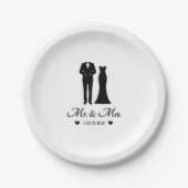 Mr & Mrs Wedding Dress Tuxedo Newlywed Couple Pappteller (Vorderseite)