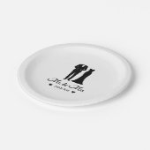 Mr & Mrs Wedding Dress Tuxedo Newlywed Couple Pappteller (Schrägansicht)