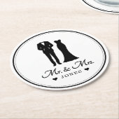 Mr & Mrs Wedding Dress Tuxedo Newlywed Couple Runder Pappuntersetzer (Angewinkelt)