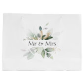 Mr & Mrs Wedding Elegant Greenery Geschenktasche Große Geschenktüte (Rückseite)