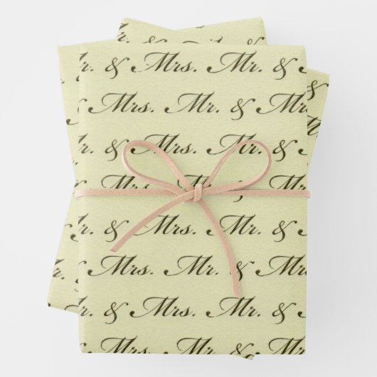 Mr & Mrs. Wedding elegante Braut und Bräutigam  Geschenkpapier Set (Beispiel)