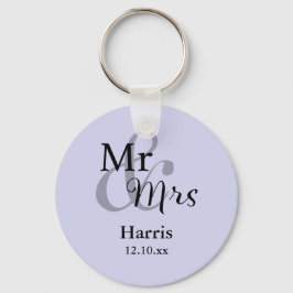 Mr & Mrs Wedding Favor Keyring Name/Date (lilac) Schlüsselanhänger