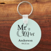 Mr & Mrs Wedding Favor Keyring Name/Date (mint) Schlüsselanhänger (Vorderseite)