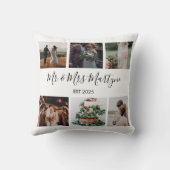 Mr. & Mrs. Wedding Foto Collage Personalisiert Kissen (Rückseite)
