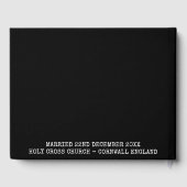 Mr & Mrs. Wedding Foto Elegante Script Gästebuch (Rückseite)