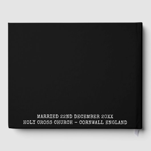 Mr & Mrs. Wedding Foto Elegante Script Gästebuch (Rückseite)