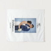 Mr & Mrs. Wedding Foto mit Name & Datum Wandteppich (Vorderseite (Horizontal))