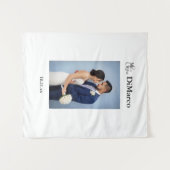 Mr & Mrs. Wedding Foto mit Name & Datum Wandteppich (Vorderseite (Horizontal))