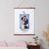 Mr & Mrs. Wedding Foto mit Name & Datum Wandteppich Mit Holzrahmen (Schlafzimmer)