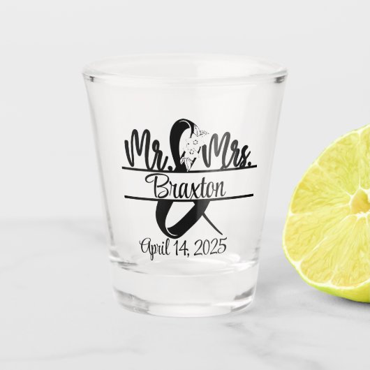 Mr. & Mrs. Wedding Glass Shot Glass Schnapsglas (Vorderseite)