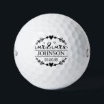 Mr & Mrs Wedding  Golfball<br><div class="desc">These Mr. & Mrs. Wedding golf balls are a great gift for your family,  friends and wedding party. They feature the new couple's married last name and wedding date in black encased in a curved heart wreath.</div>
