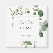 Mr & Mrs Wedding Greenery Gold Magnet Gefallen (Vorne)