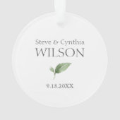 Mr & Mrs Wedding Keepake Greenery Ornament (Rückseite)