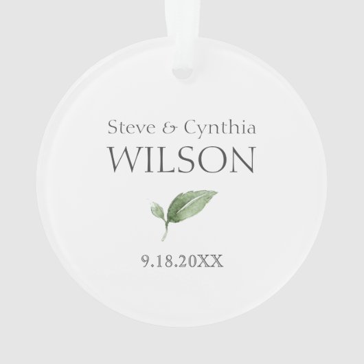 Mr & Mrs Wedding Keepake Greenery Ornament (Rückseite)