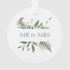 Mr & Mrs Wedding Keepake Greenery Ornament
