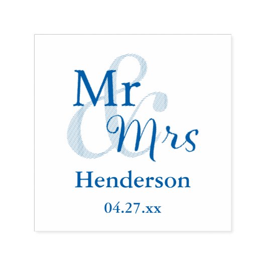 Mr. & Mrs. Wedding mit Name & Date Permastempel (Design)