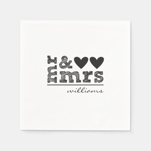 Mr. & Mrs. Wedding Napkins Serviette (Vorderseite)