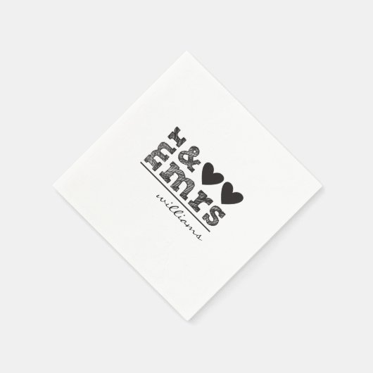 Mr. & Mrs. Wedding Napkins Serviette (Ecke)