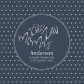 Mr & Mrs Wedding Navy Blue Silver Liebe Herts Aufkleber (Vorderseite)
