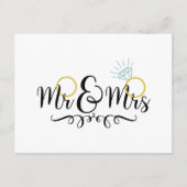 Mr. & Mrs. Wedding Rings Postkarte (Vorderseite)