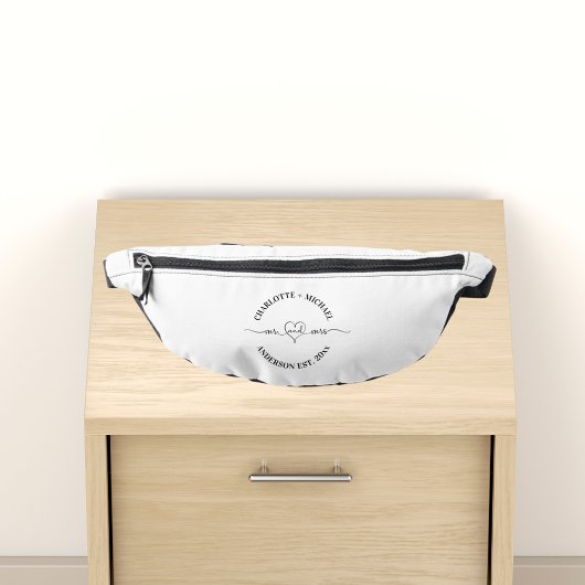 Mr mrs white black newlyweds bauchtasche