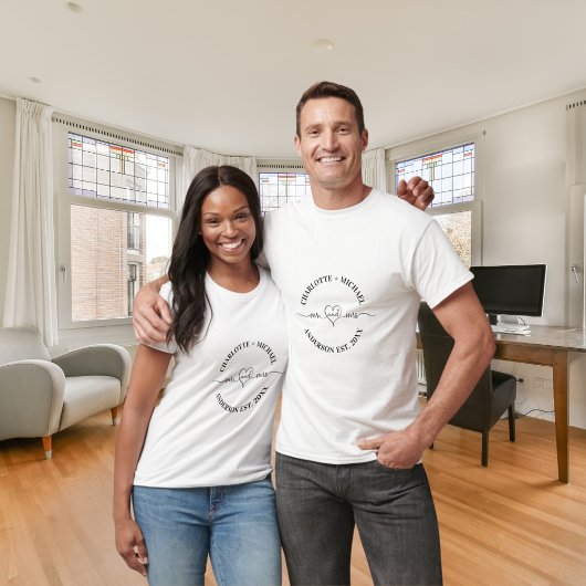 Mr mrs white black newlyweds names T-Shirt