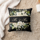 Mr & Mrs White Gold Botanical Floral Black Rustic Kissen (Decke)
