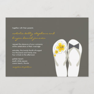 Mr & Mrs. Yellow Flip Flops Beach Wedding Einladun Einladung