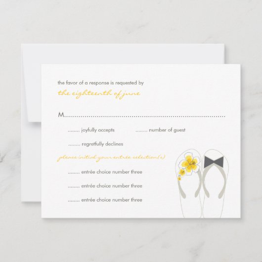Mr & Mrs. Yellow Flip Flops Beach Wedding RSVP Car (Vorderseite)