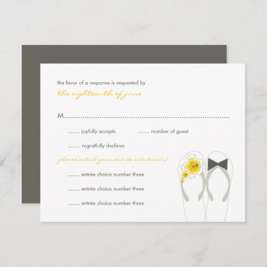Mr & Mrs. Yellow Flip Flops Beach Wedding RSVP Car (Vorne/Hinten)
