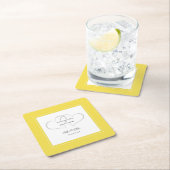 Mr & Mrs. Yellow White Elegant Hearts Wedding Chic Rechteckiger Pappuntersetzer (Vor Ort)