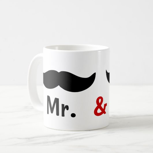 Mr. Mustache Gay Wedding Kaffeetasse (Vorderseite Links)