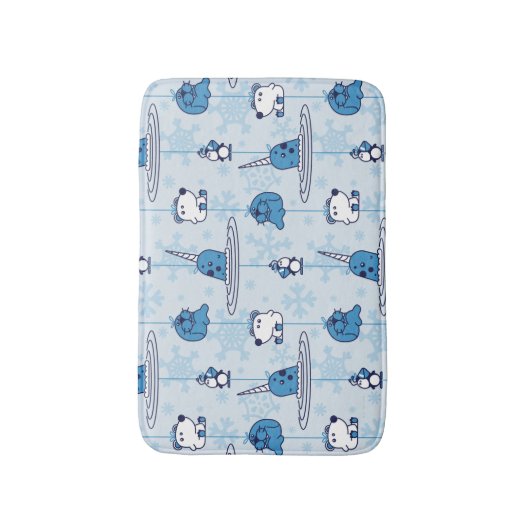 Mr. Narwhal Blue Snowflake Pattern Badematte (Vorderseite Vertikal)