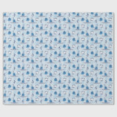 Mr. Narwhal Blue Snowflake Pattern Geschenkpapier (Flach)