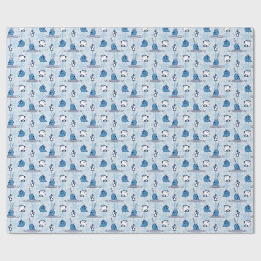 Mr. Narwhal Blue Snowflake Pattern Geschenkpapier (Flach)