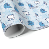 Mr. Narwhal Blue Snowflake Pattern Geschenkpapier (Rolleneckpunkt)