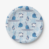 Mr. Narwhal Blue Snowflake Pattern Pappteller (Vorderseite)