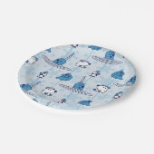 Mr. Narwhal Blue Snowflake Pattern Pappteller (Schrägansicht)