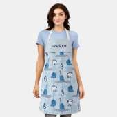 Mr. Narwhal Blue Snowflake Pattern Schürze (Getragen)