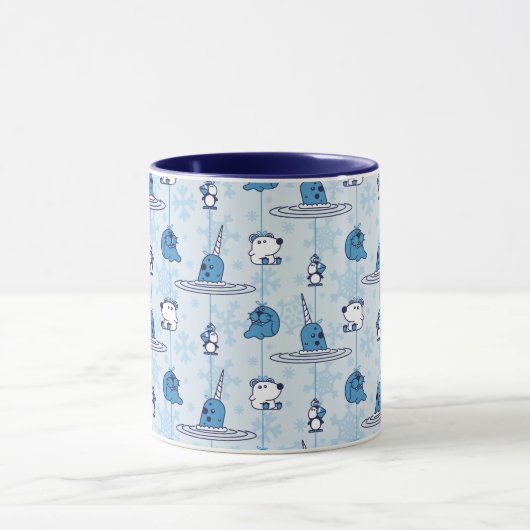 Mr. Narwhal Blue Snowflake Pattern Tasse (Zentrum)