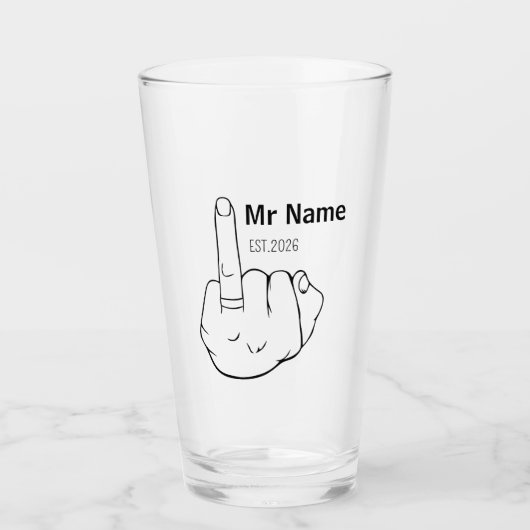 Mr Newly Wed Personalised Engagement Ring Finger Glas (Vorderseite)