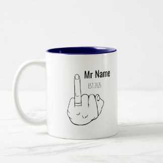 Mr Newly Wed Personalised Engagement Ring Finger Zweifarbige Tasse