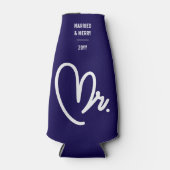 Mr Newlywed Custom Text Blue Flasche Cooler Flaschenkühler (Vorderseite)
