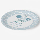 Mr One derful Blue Balloon First Birthday Pappteller (Schrägansicht)