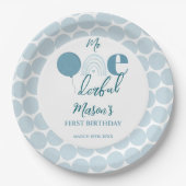 Mr One derful Blue Balloon First Birthday Pappteller (Vorderseite)