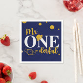 Mr. One-derful Navy Blue and Gold Birthday Party Serviette (Beispiel)