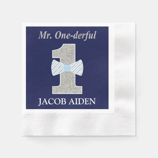 Mr One derful White Cocktail Napkin Serviette (Vorderseite)