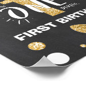 Mr Onederful Birthday Welcome Sign Boy Black Gold Poster (Ecke)