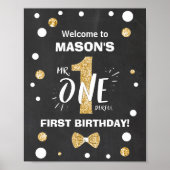 Mr Onederful Birthday Welcome Sign Boy Black Gold Poster (Vorne)